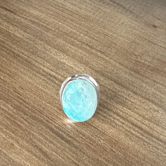 925 Silver Ring with Blue Stone size 7 1/2 - Picture 1 of 5